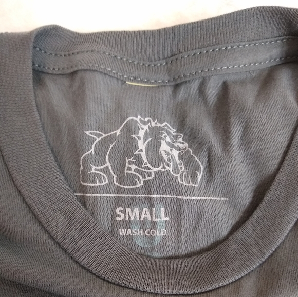 Womens Bully Dog Graphic T-Shirt  Gray With Teal Bulldog Design Small 100%Cotton - Picture 7 of 7